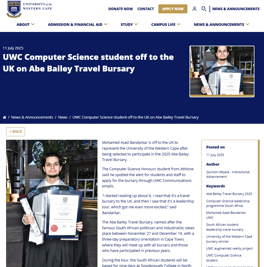 Abe Bailey News UWC Website